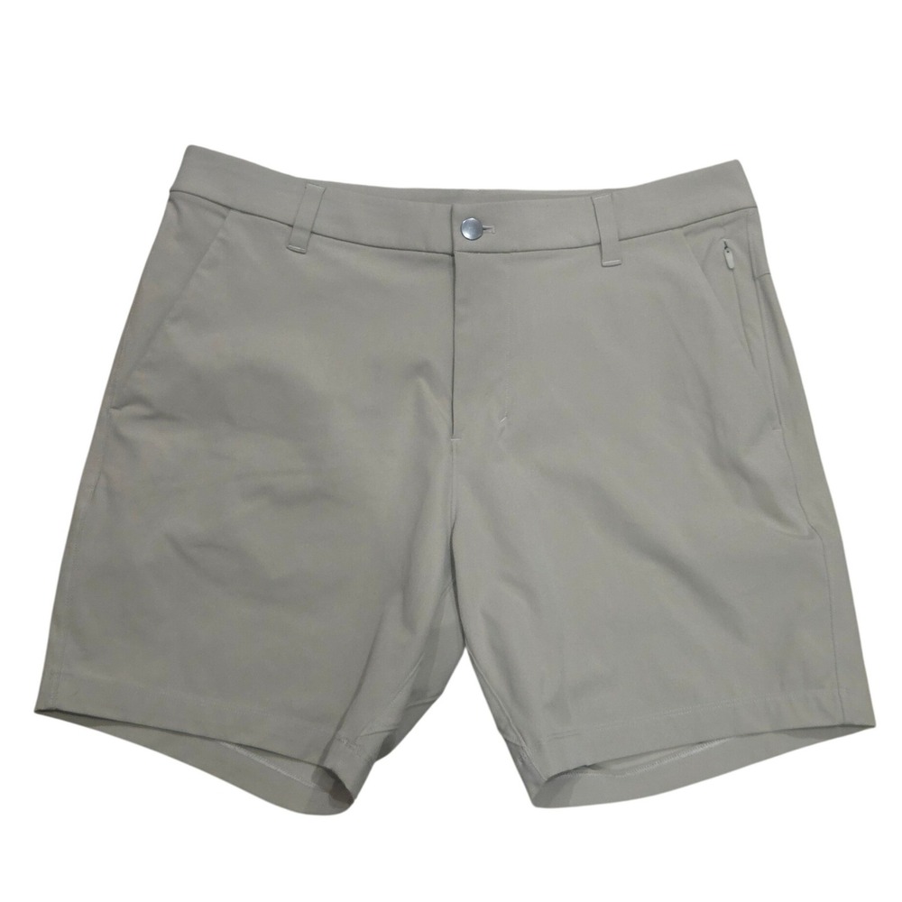 Lululemon ABC Commission 9 Warpstreme Mens 33 Tan Khaki Chino Golf Shorts Sporty